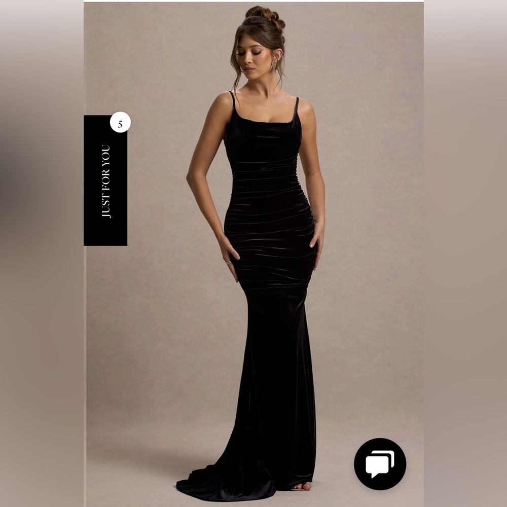 Long black velvet dress